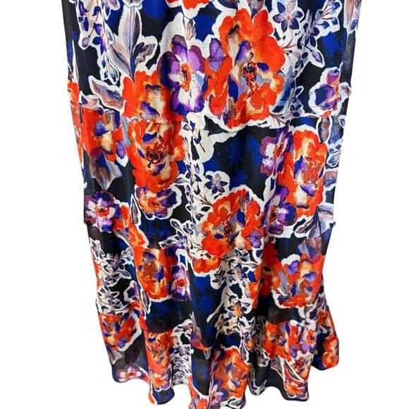 Jones Studio Maxi Floral Sleeveless Chiffon Long Flowy Lined Dress Womens 16W - Picture 7 of 16